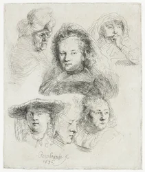 Estudios de la cabeza de Saskia y otros