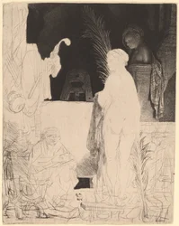 El artista dibujando del modelo, c. 1639