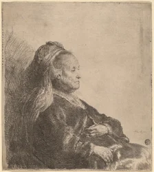 La madre del artista sentada, con un tocado oriental