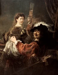 El hijo pródigo en la taberna, Rembrandt y Saskia, hacia 1635