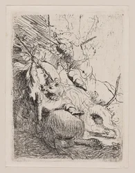 La pequeña caza del león (Con un león)