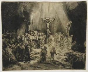 Las tres cruces
Cristo crucificado entre los dos ladrones: 