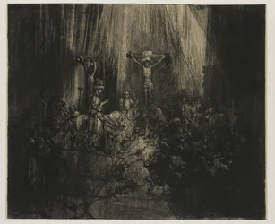Las tres cruces
Cristo crucificado entre los dos ladrones: 