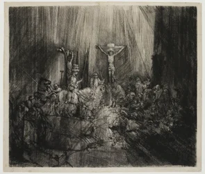 Las tres cruces
Cristo crucificado entre los dos ladrones: 
