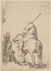Soldado con turbante a caballo