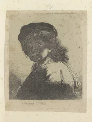 Autorretrato con boina y pañuelo, el rostro en la sombra Recueil de quatre-vingt-cinq estampes originales (título de la serie)