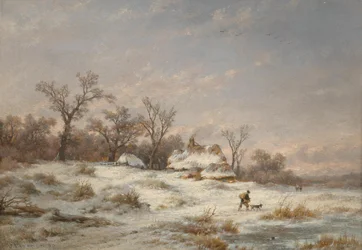 Paisaje de invierno con figuras decorativas