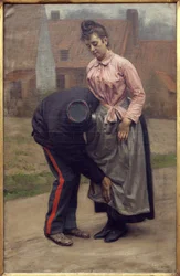 Registro de aduanas. Pintura de Remy Cogghe (1854-1935), Óleo sobre lienzo