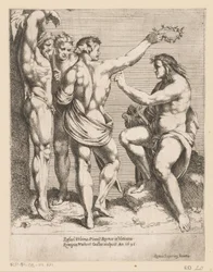 Apolo y Marsias Impresiones a partir de composiciones de Raphael (título de la serie)