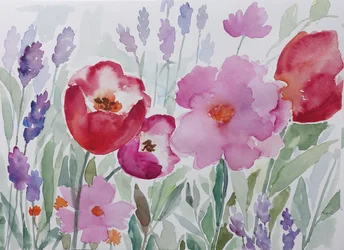 Jardín de acuarelas en flor