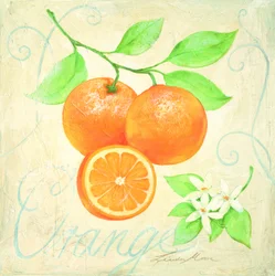 Naranjas frescas y flores de naranjo