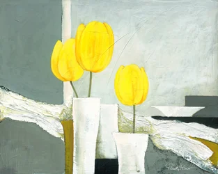 Tulipanes amarillos de colores vivos
