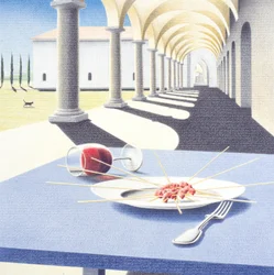 Pasta, 2005 , Dibujo a lápiz de color sobre papel
