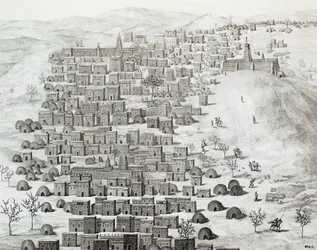 Vista de la ciudad de Tombuctú, Malí, grabado de Viajes por África Central a Tombuctú por René Caillié (1799-1838) entre 1824 y 1828, África
