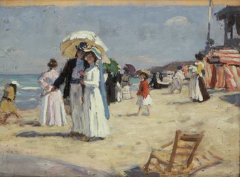 Pareja en la playa de Cabourg (óleo sobre lienzo)