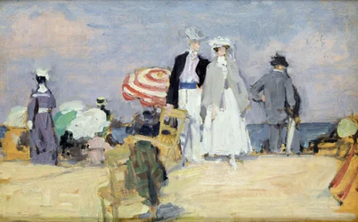 La playa en marea alta (óleo sobre lienzo)