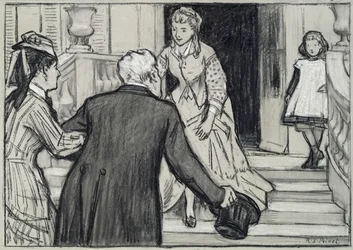 La visita, ilustración de La Jeune Fille Bien Élevée de René Boylesve