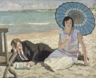 Mujer con sombrilla, c.1925 (óleo sobre lienzo)