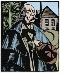 Retrato de Gustave Flaubert (1821-1880). Grabado en madera por Hermann-Paul (Hermann Paul) (1874-1940) para el libro de Louis Bertrand “Flaubert en París o El muerto viviente”
