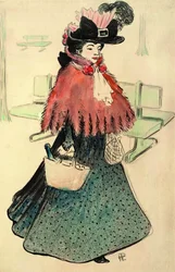 La hermosa judía va de compras. Revista Le Rire, 1896