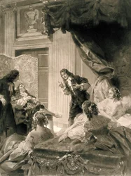 Escena de la obra "Le Malade Imaginaire" de Jean Baptiste Poquelin dit MOLIERE (1622-1673)