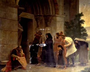 Raimundo VI (1156-1222), conde de Toulouse, "La Excomunión" en 1208 por el Papa Inocencio III (1160-1216). René Ravaut