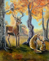 La fauna del bosque en otoño