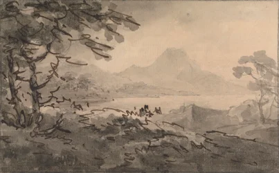Un lago con montañas