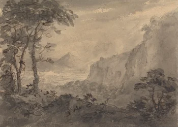 Paisaje montañoso con árboles - Altos riscos a la derecha