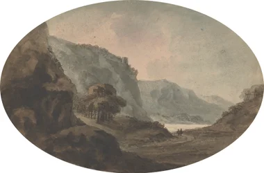 Dos hombres caminando por un paisaje