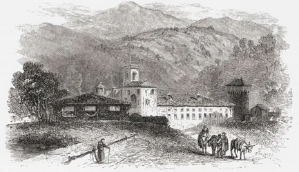 Convento de Vallombrosa, Florencia, Italia, a finales del siglo XIX. De Italian Pictures by Rev. Samuel Manning, publicado hacia 1890.