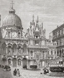 Patio del Palacio Ducal, Venecia, Italia, finales del siglo XIX. De Italian Pictures by Rev. Samuel Manning, publicado hacia 1890.