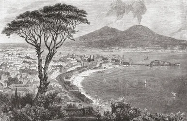 Nápoles y el Vesubio, Italia, a finales del siglo XIX. De Italian Pictures by Rev. Samuel Manning, publicado hacia 1890.