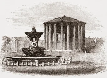 Templo de Vesta, Foro Romano, Roma, Italia a finales del siglo XIX. De Italian Pictures by Rev. Samuel Manning, publicado hacia 1890.