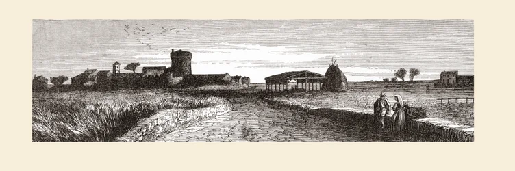 El campo cerca de Ostia, Roma, Italia a finales del siglo XIX. De Italian Pictures by Rev. Samuel Manning, publicado hacia 1890.
