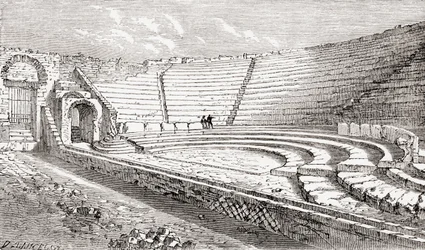 El pequeño teatro, Pompeya, Nápoles, Italia De Italian Pictures by Rev. Samuel Manning, publicado c.1890.