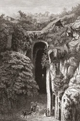 Tumba de Virgilio , Nápoles, sur de Italia a finales del siglo XIX. De Italian Pictures by Rev. Samuel Manning, publicado hacia 1890.