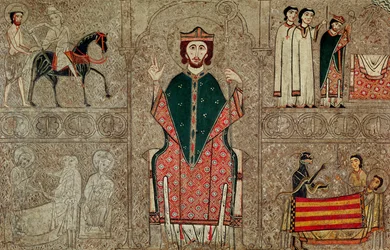 Frontal de altar de la Iglesia de San Martín, Chia, España, que representa a San Martín de Tours y cuatro escenas de su vida