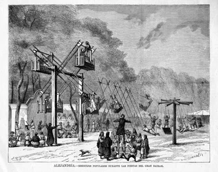 Celebración popular durante el festival del Gran Bairam en Alejandría, Egipto, 1876