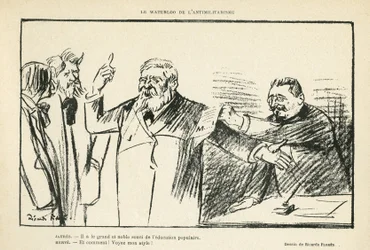 Ilustración de Ricardo Flores en Le Rire, 27/07/12 - La Waterloo del antimilitarismo - Antimilitarismo - Jaurès Jean, Hervé Gustave