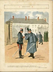 Ilustración de Ricardo Flores (1878-1918) en Le Lire, 23/04/10 - Explicación - Ejército, Barracas