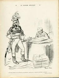 Ilustración de Ricardo Flores (1878-1918) en Le Lire, 29/11/13 - En la Tercera República - Iere République - General Generaux, Baptiste Faurie (1853-1938)