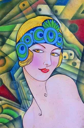 Retrato de una flapper al estilo Art Déco