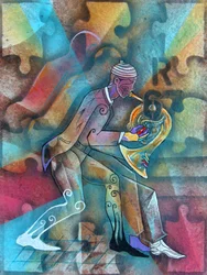 Músico de jazz lleno de energía