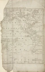 Mapa de los viajes de Cook, c. 1780