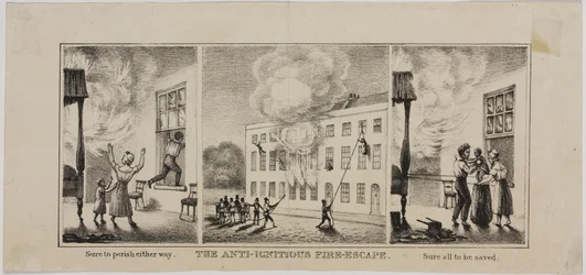 El escape de incendios anti-ignicioso, mediados del siglo XIX