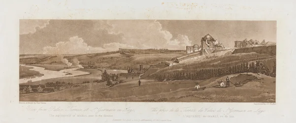 Vista desde la terraza del palacio de St. Germain en Laye; el acueducto de Marli visto a lo lejos 1803; lámina 16 de Vistas de París, calco de la lámina de Emanuel Volume, B1981.25.2625