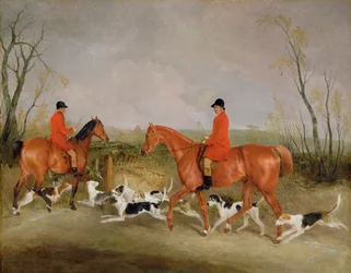 George Mountford, cazador del Quorn, y W. Derry, látigo, en John O