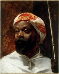 "Retrato de un hombre árabe" Pintura de Richard Beavis (1824-1896) Colección particular