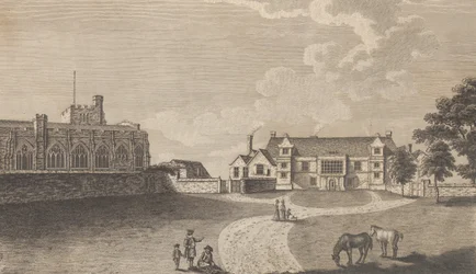 El antiguo palacio arzobispal en Maidstone, de The History and Topo de Edward Hasted, 1782